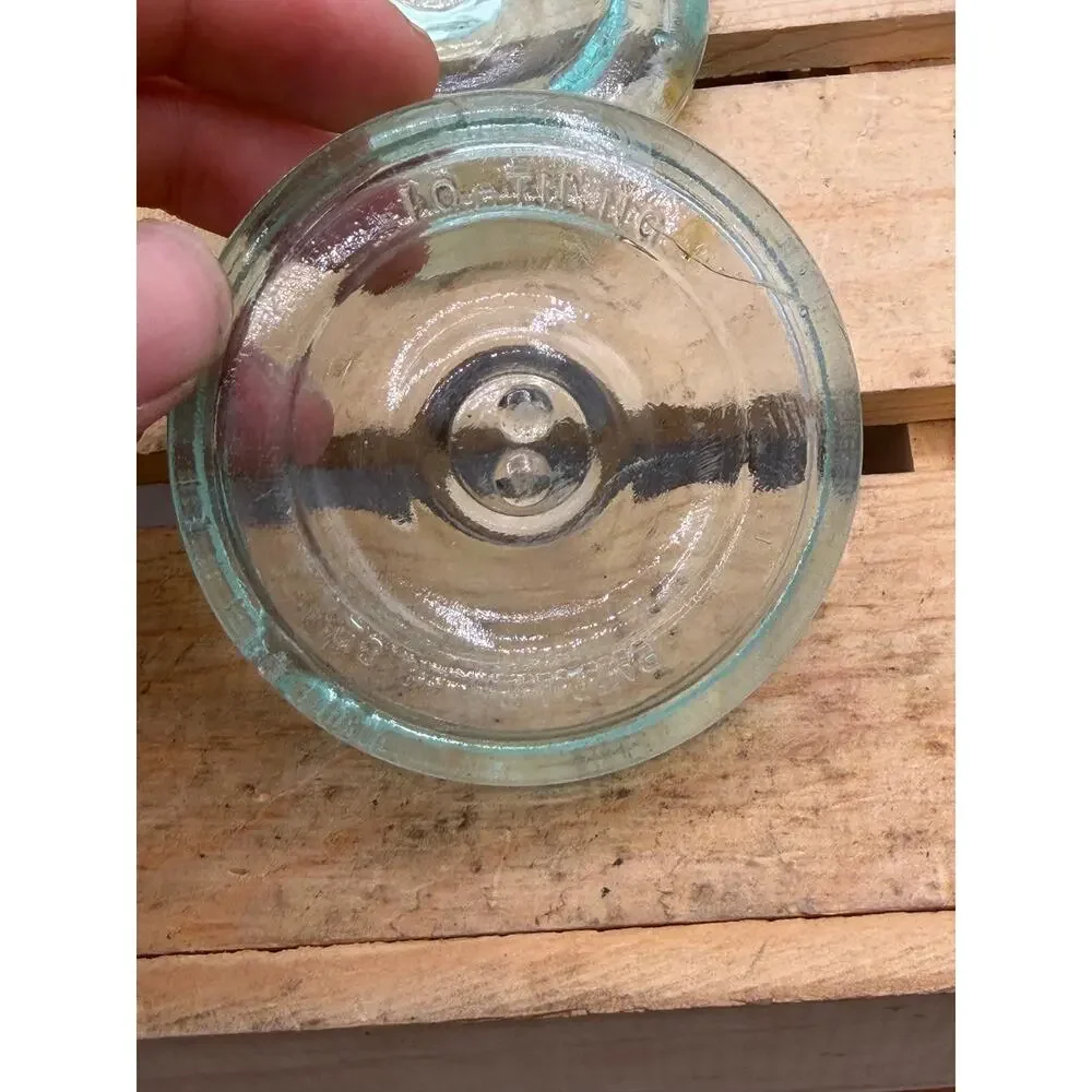 Lot of 6 Vintage Aqua Glass Canning Jar Lids